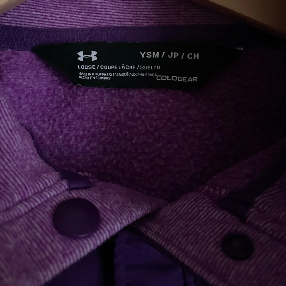 Under Armour UA Girls Cold Gear Phenom Fleece 1/2 Snap Pullover S Purple Rave